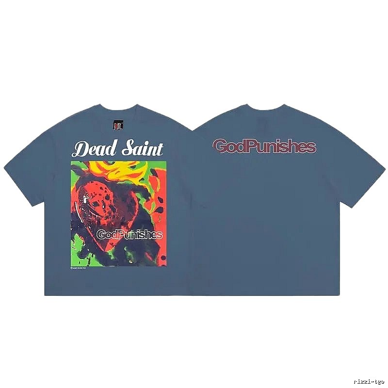 SAINT Dead Saint Graffiti Street Style Grey-Blue T-shirt