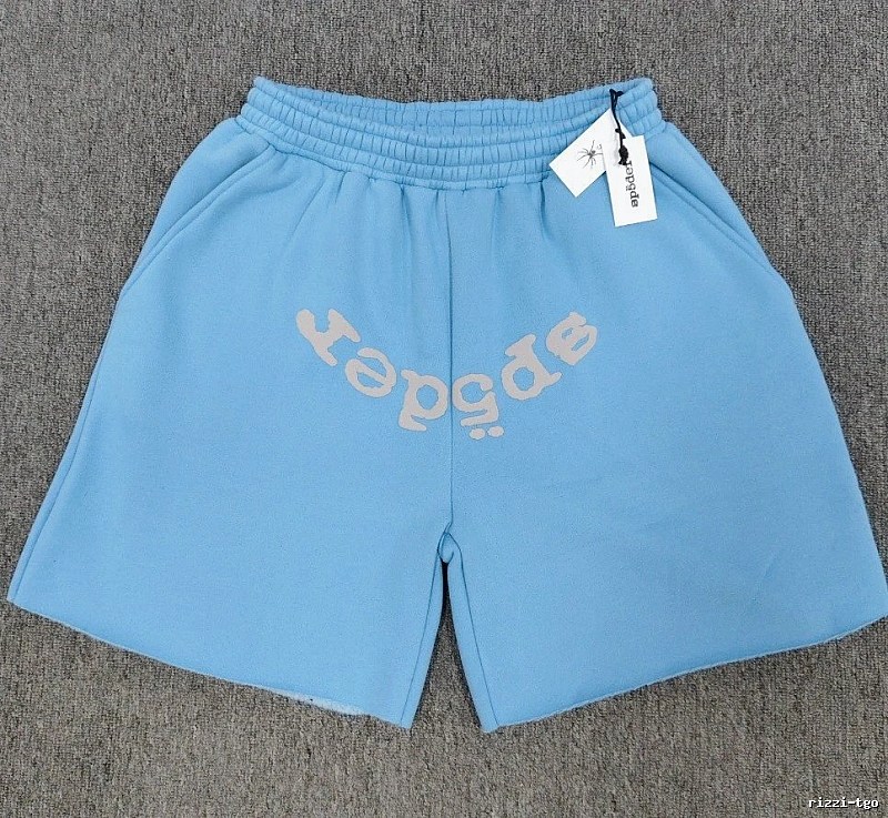 Sp5der Foam Print Street Style Light Blue Shorts