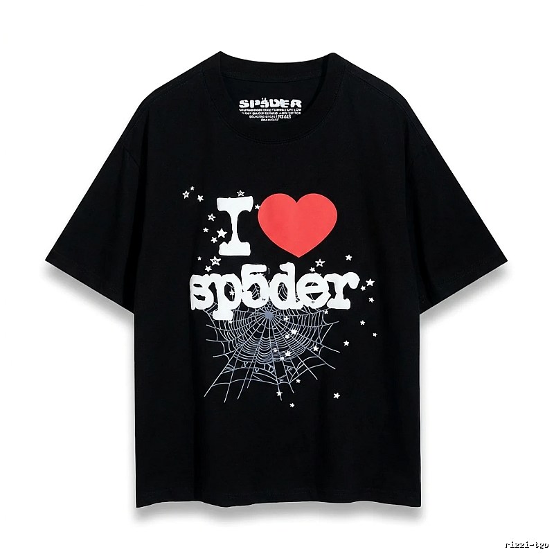 Sp5der Heart Print Black T-shirt