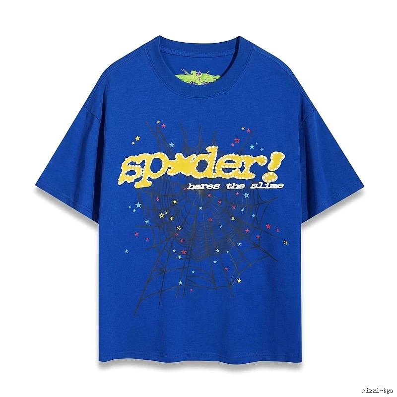 Sp5der Print Trendy Blue T-shirt