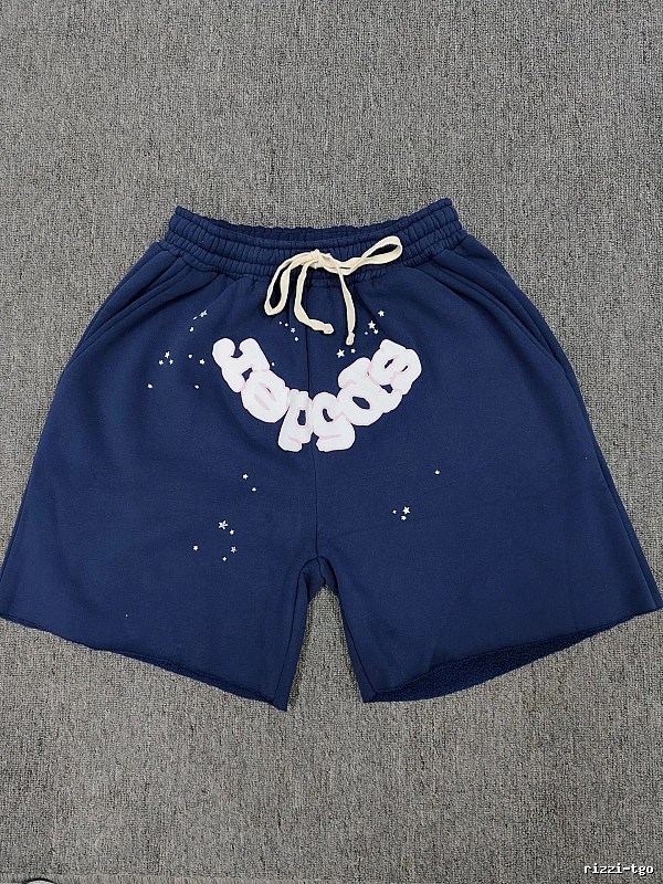 Sp5der Star Print Street Style Navy Blue Shorts