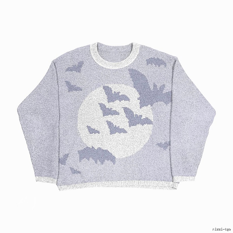 Statement Anime graphic sweater Black Knit Top for Easy Pairing