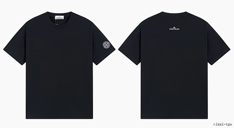 Stone Island Badge Techwear Style Black Short Sleeve T-Shirt