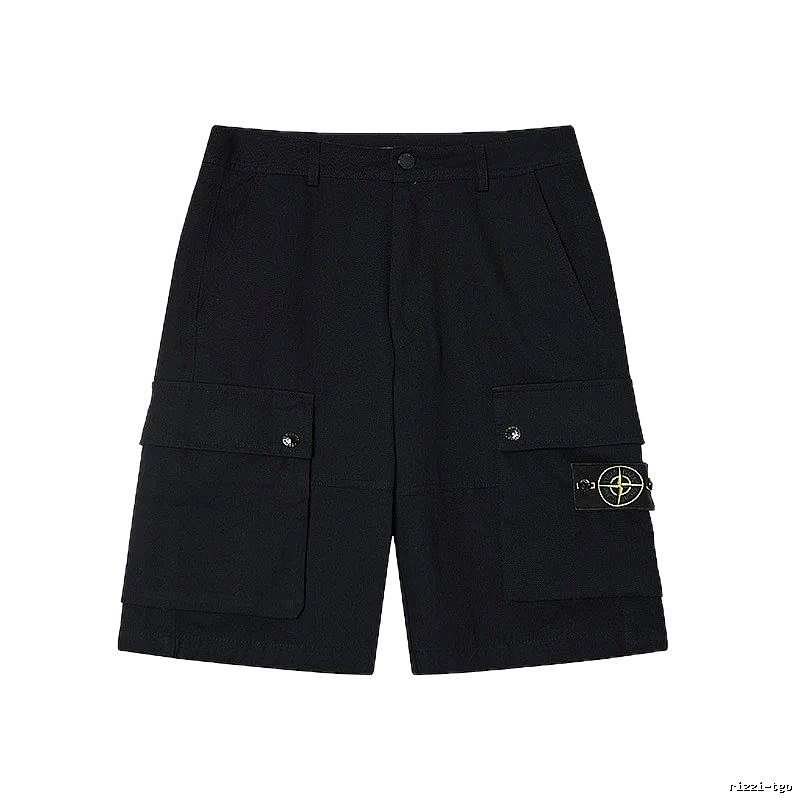 Stone Island Classic Compass Workwear Style Black Shorts