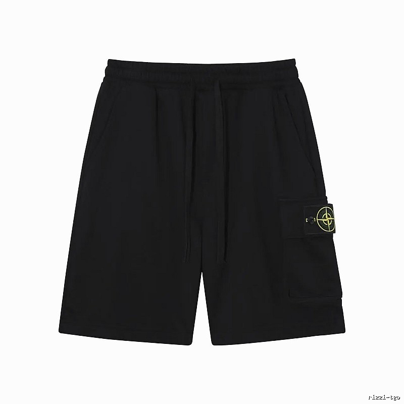 Stone Island Compass Logo Workwear Style Black Shorts