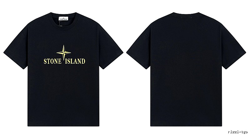Stone Island Compass Print Street Style Black T-Shirt