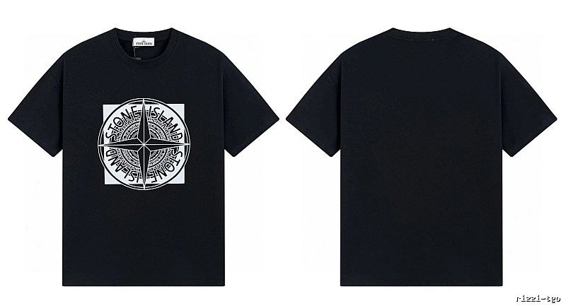 Stone Island Compass Print Street Style Black T-Shirt