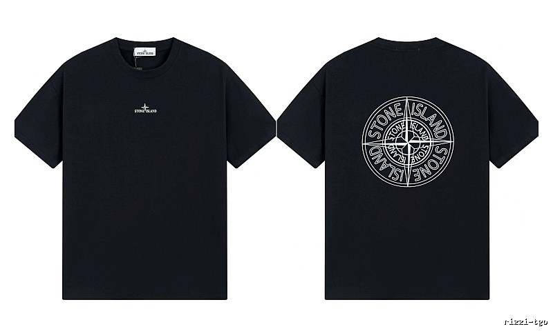 Stone Island Compass Print Trendy Cool Black T-Shirt