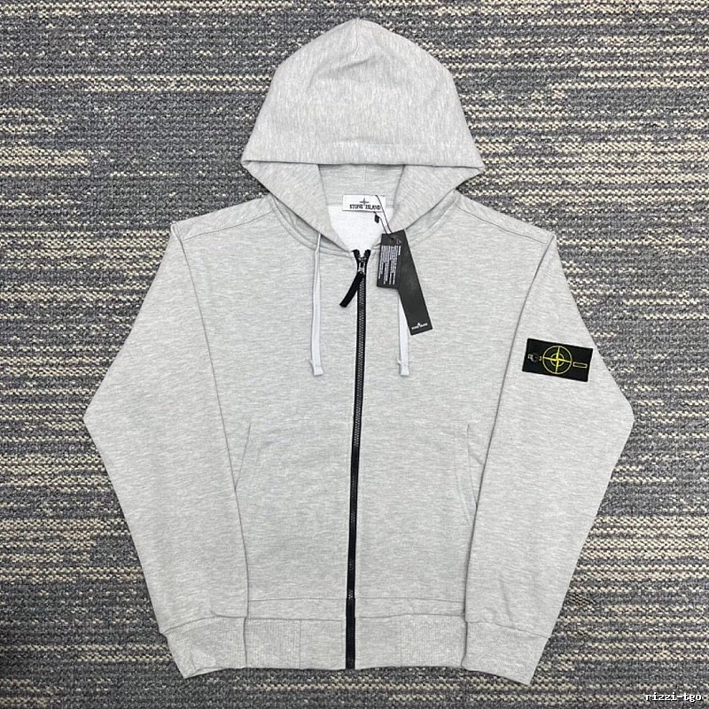 Stone Island Heather Gray Zip Hoodie Resort Wear