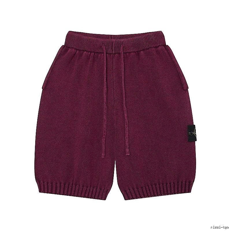 Stone Island Knit Casual Style Burgundy Shorts