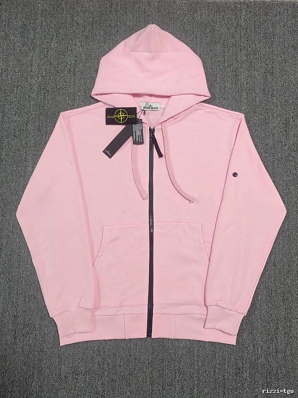Stone Island Pink Zip Hoodie Casual Layering