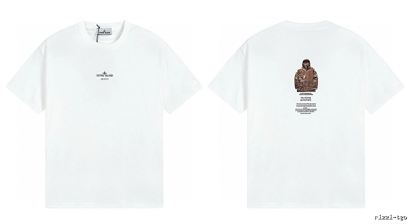 Stone Island Printed Functional Style White Short Sleeve T-shirt