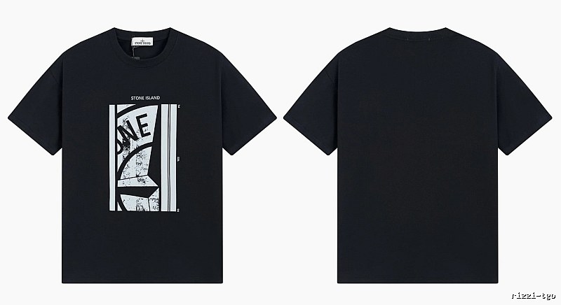 Stone Island Printed Street Style Black T-shirt