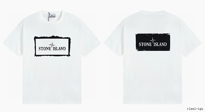 Stone Island Printed Street Style White Short Sleeve T-Shirt