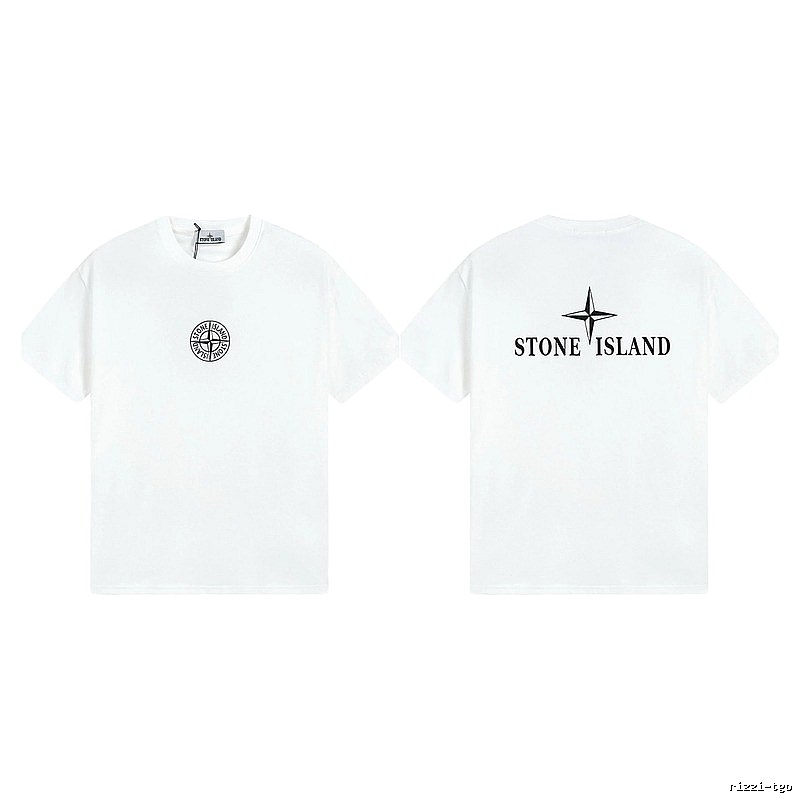 Stone Island Printed Street Style White Short Sleeve T-shirt