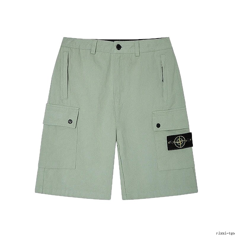 Stone Island Techwear-style Multi-pocket Light Green Cargo Shorts