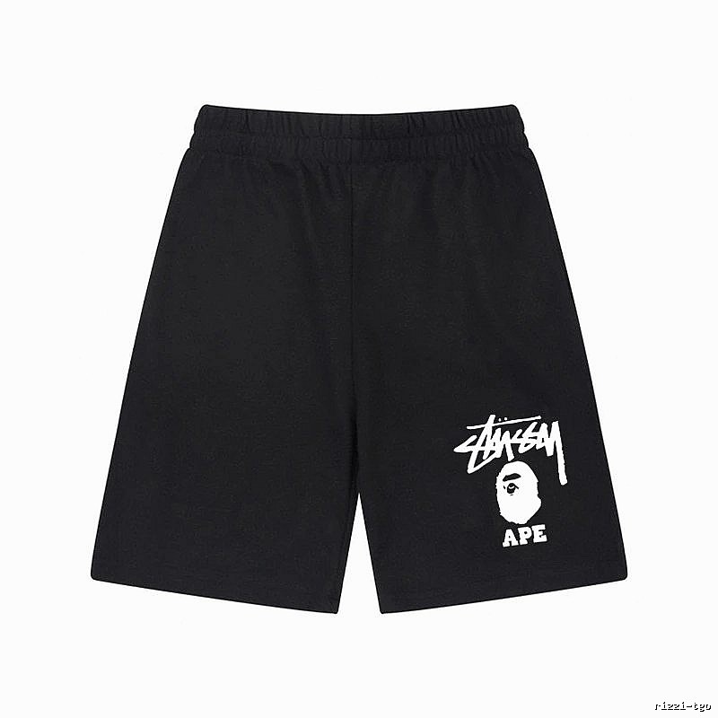 St眉ssy ape head style black shorts