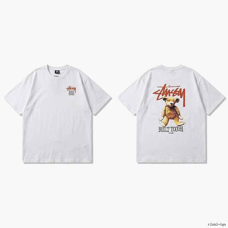Stussy bear print white T-shirt