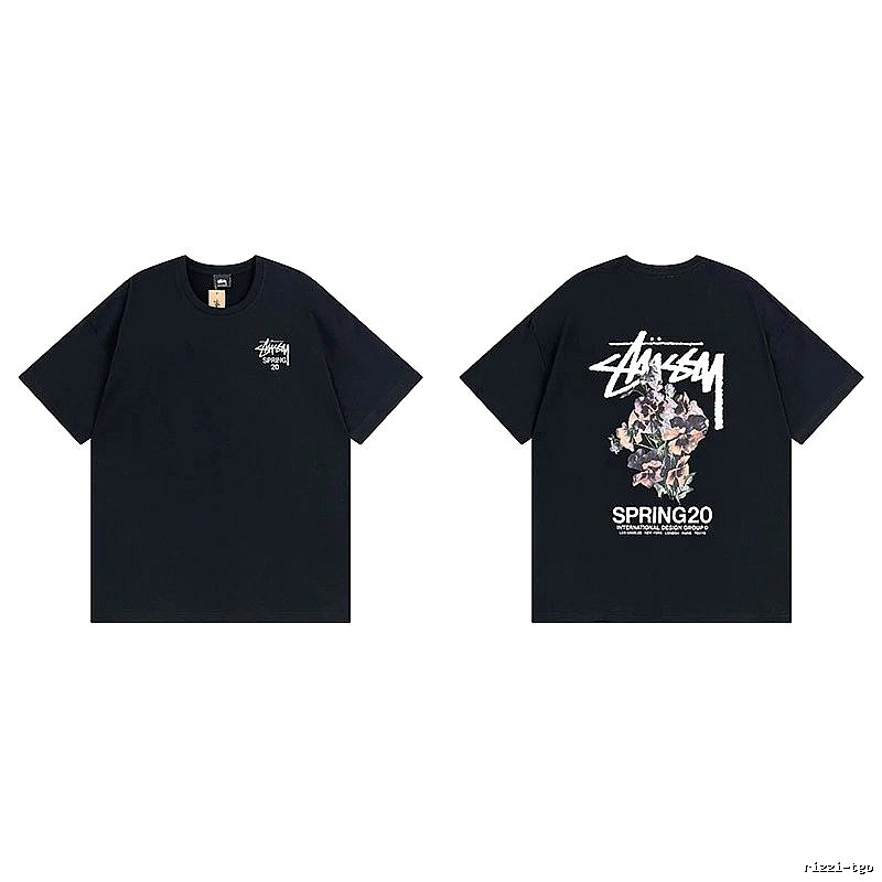 Stussy Black Spider Graphic T-Shirt Warm Weather Logo
