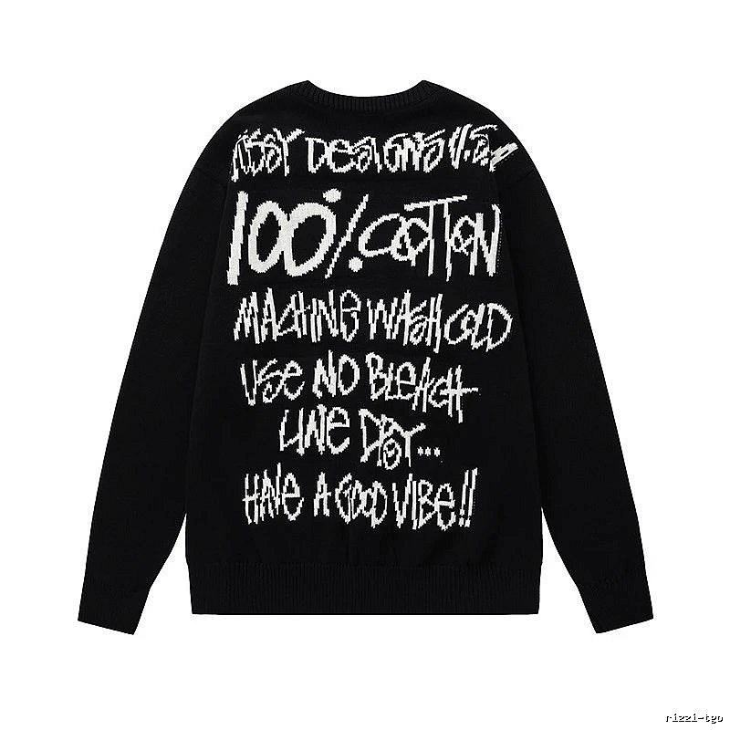 Stussy Black Swirl Graphic SweatShirt Relaxed Styling