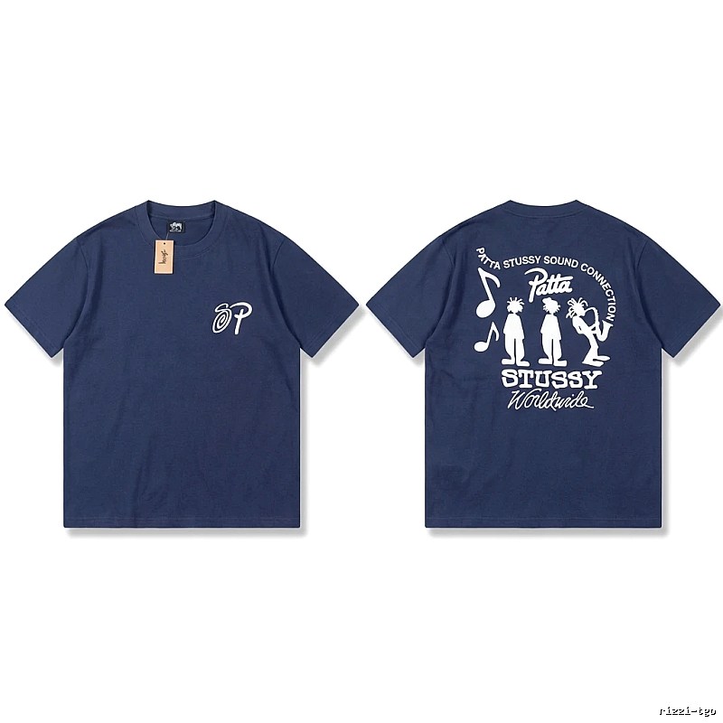 Stussy Co-branded Hip-hop Style Navy Blue T-shirt