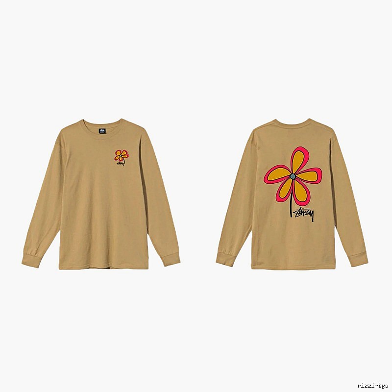 Stussy Floral Casual Khaki Long-Sleeve