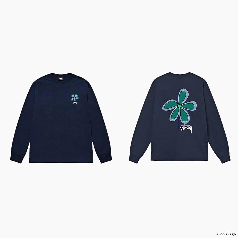 Stussy Floral Series Casual Style Navy Long-Sleeve