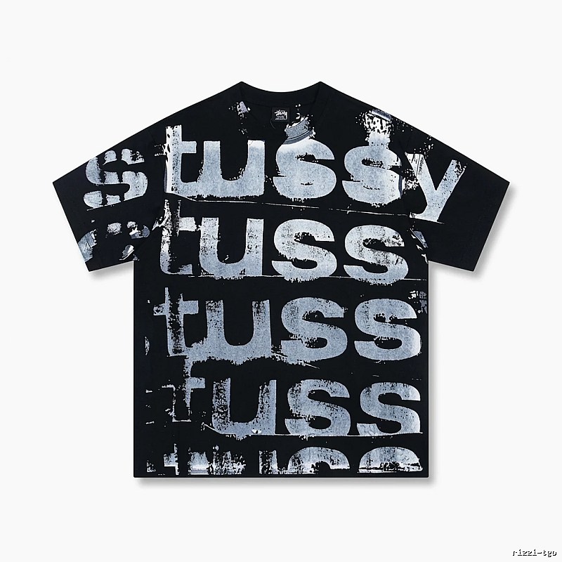 Stussy graffiti-style black T-shirt with letters