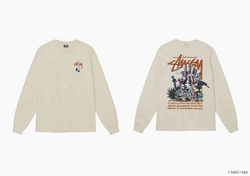 Stussy Print Retro Style Long-Sleeve (Off-White)