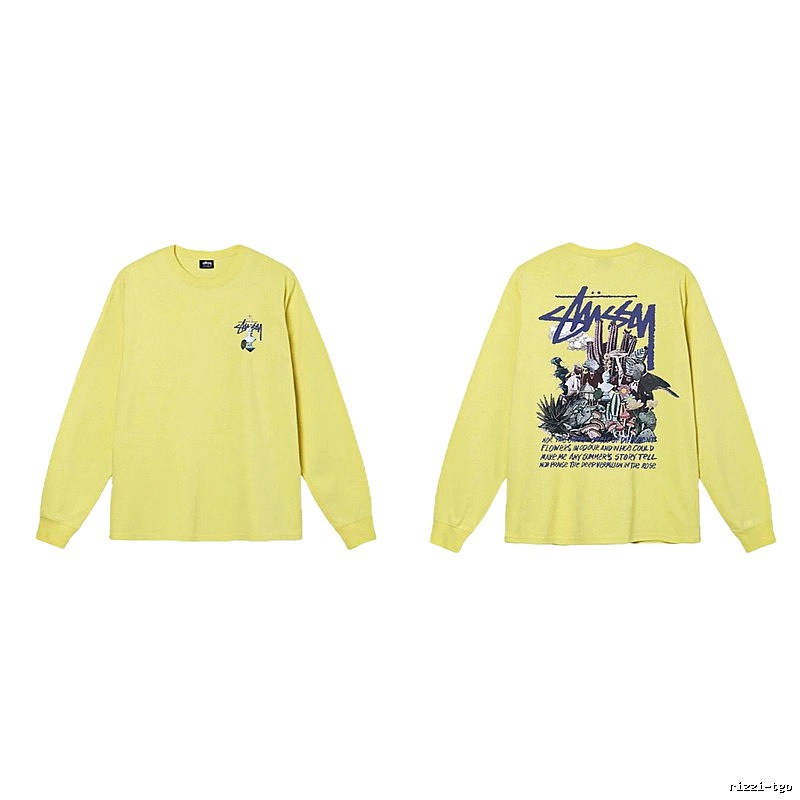 Stussy printed trendy brand style yellow long-sleeve