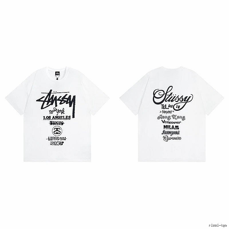 Stussy White Spider Graphic T-Shirt Travel Pack Logo