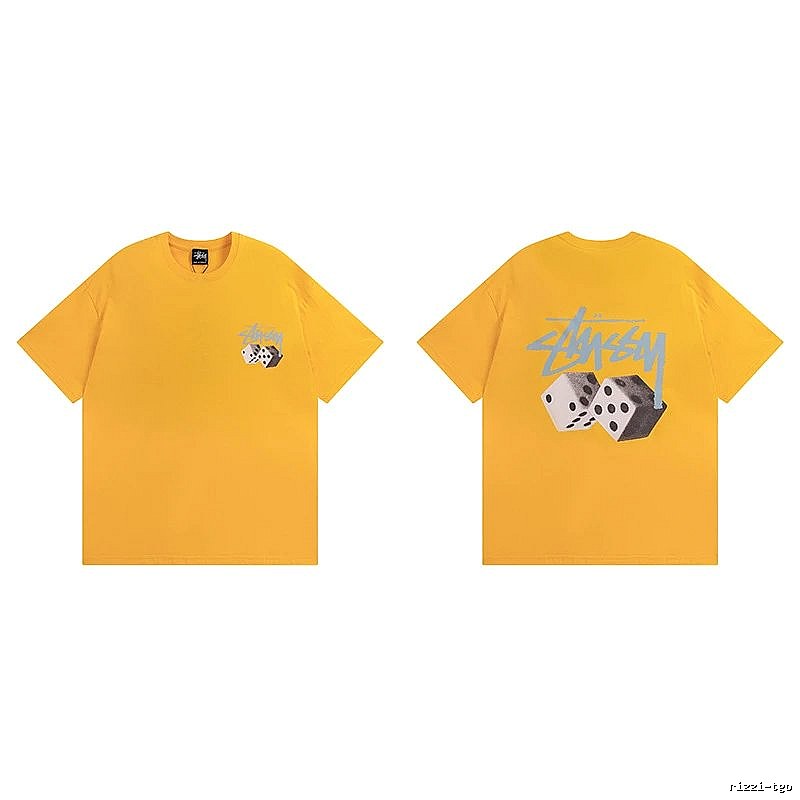 Stussy Yellow Spider Graphic T-Shirt Summer Styling Logo
