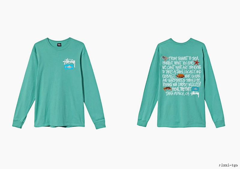 Stussy's eco-friendly mint green long-sleeved shirt