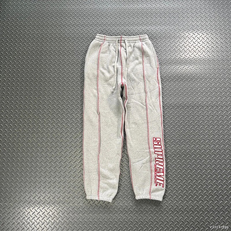 Supreme Grey Red Piping Relaxed Track Pants