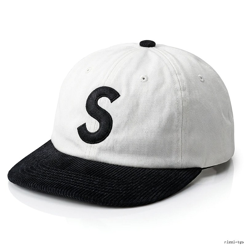 Supreme letter style black and white hat