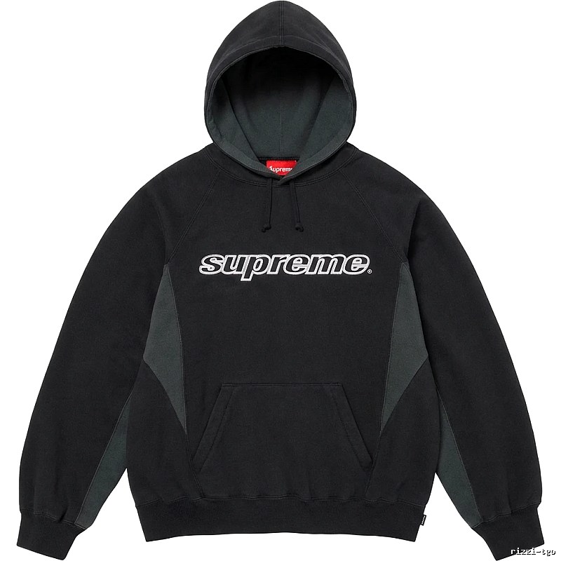 Supreme patchwork-style black hoodie