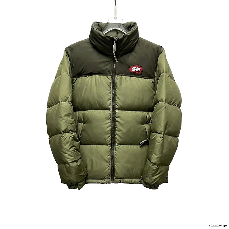 The North Face double - color green down jacket