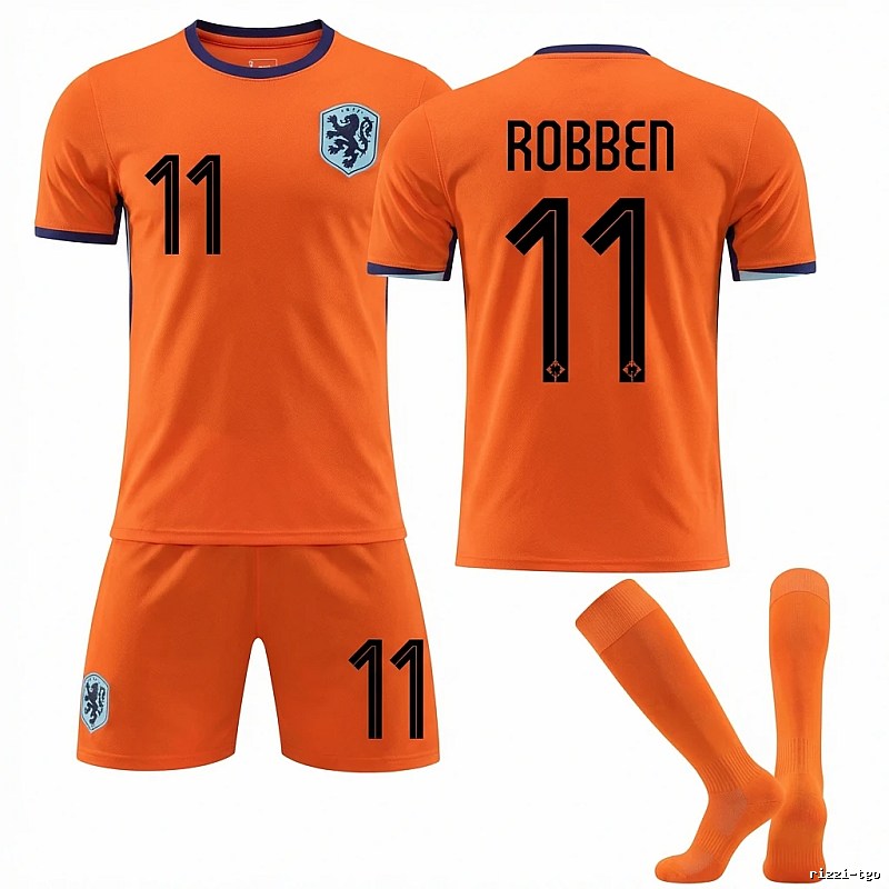 The series of orange jerseys of Arjen Robben of the Dutch team