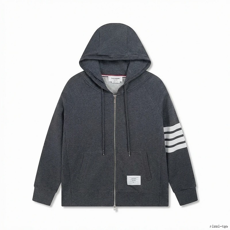 Thom Browne striped style dark gray sweatshirt