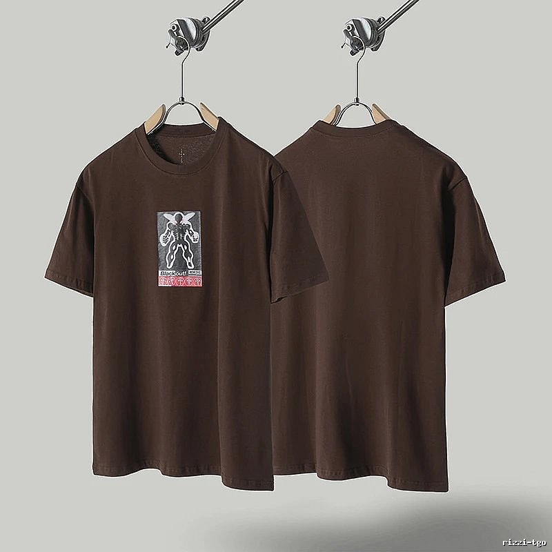 Travis Scott Printed Street Style Brown T-Shirt