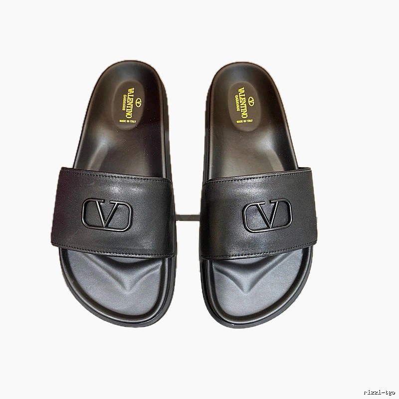 Valentino V-logo Light Luxury Style Black Slide Slippers