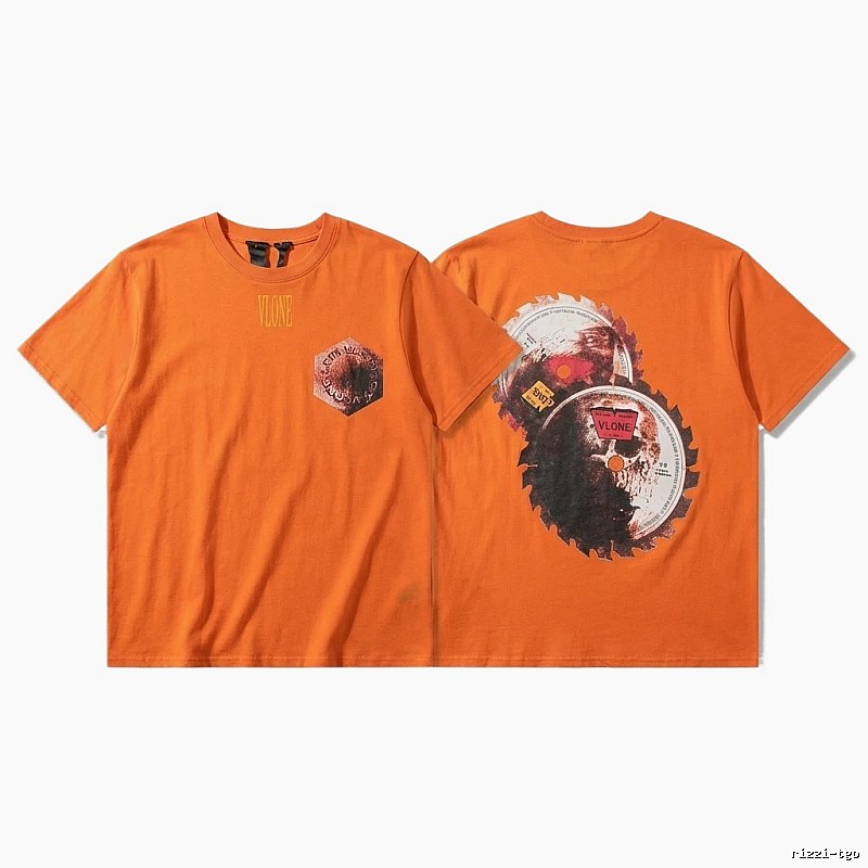 Vlone Orange Trendy Style T-shirt