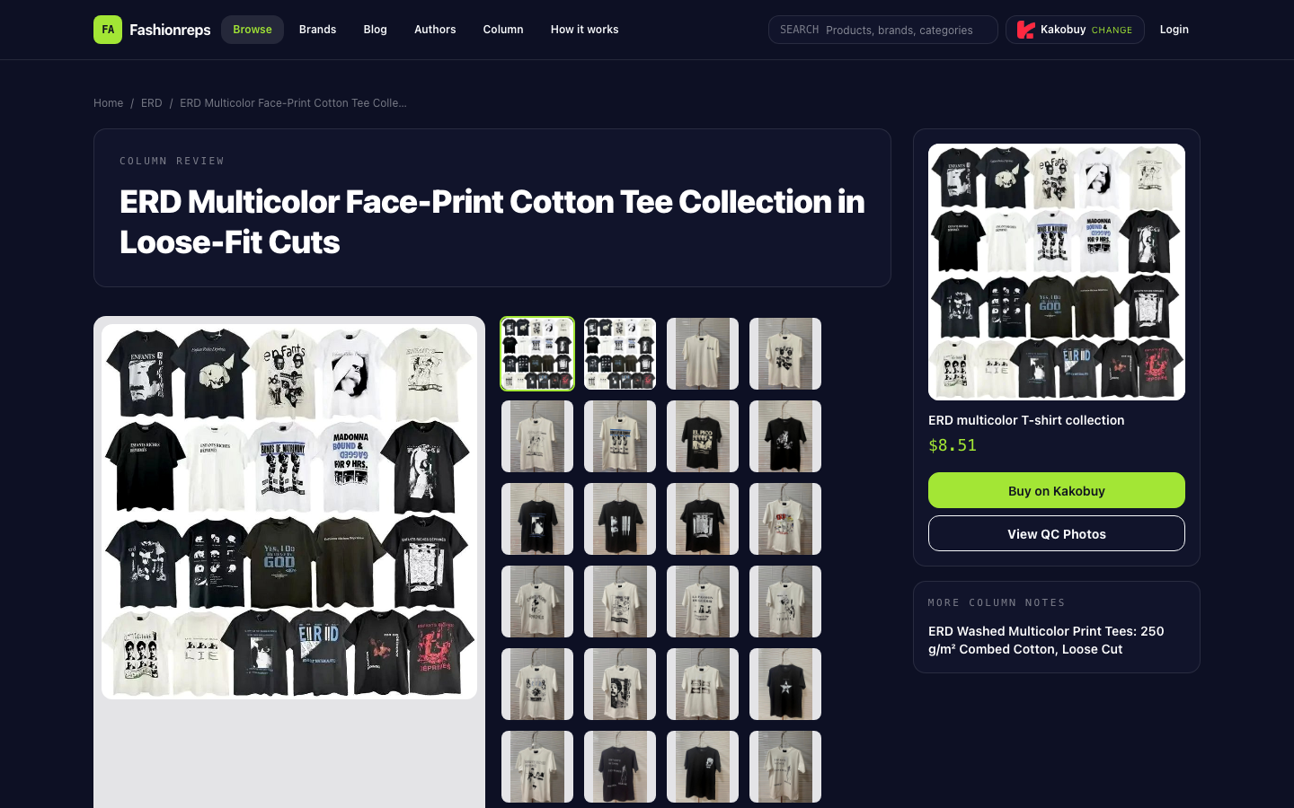 ERD Face-Print Tee: Cost by Color, Pocket & Size