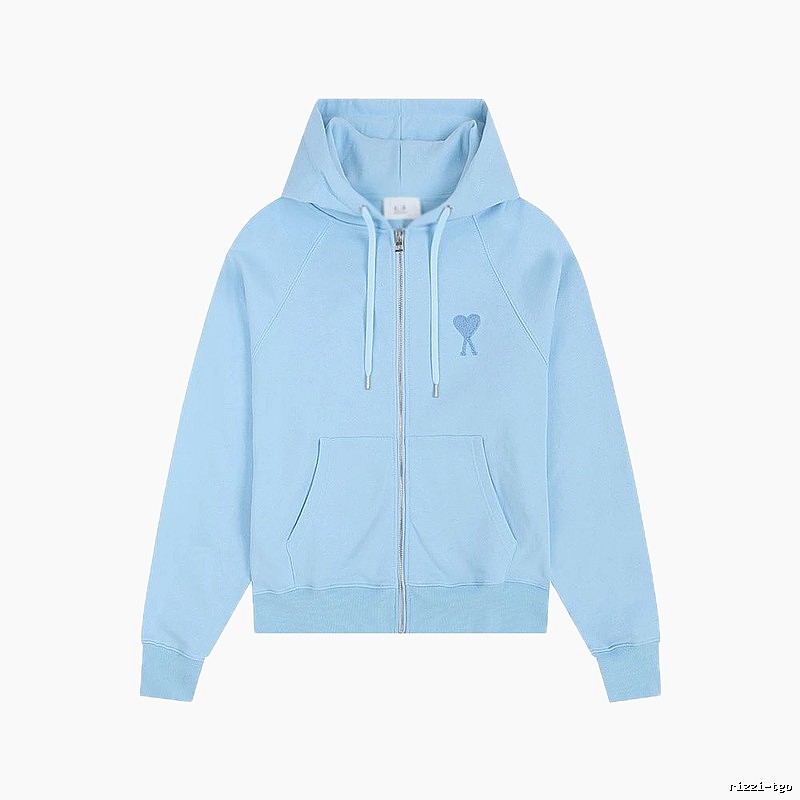 AMI Love Embroidery Light Blue Hoodie