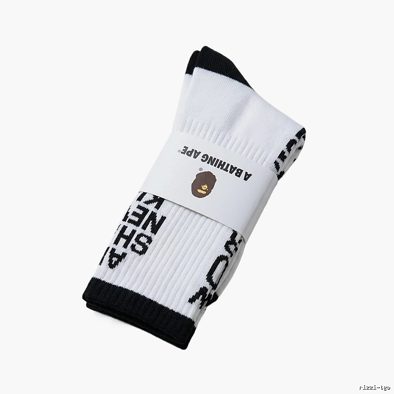Bape Letter Trend Brand White Socks