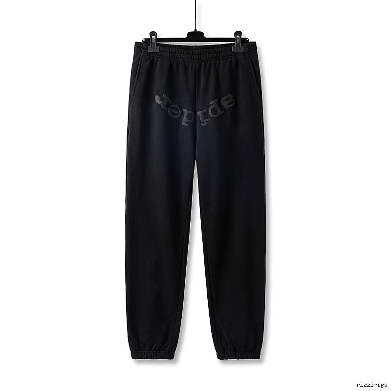 Sp5der Letter Trendy brand Black Sweatpants