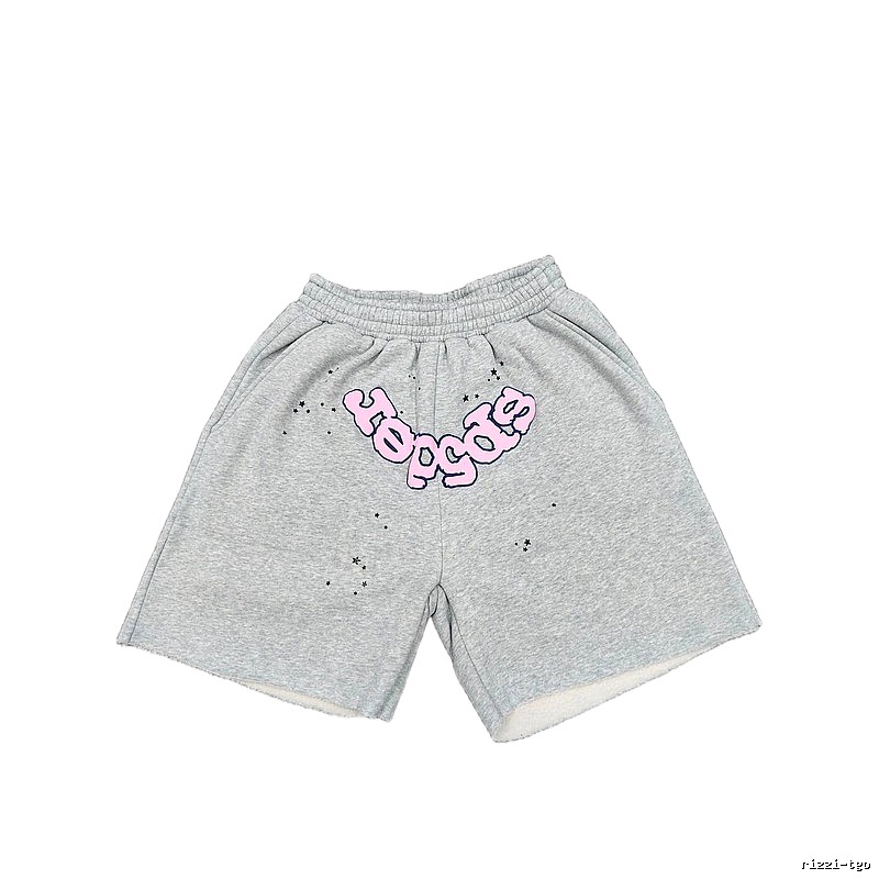 Sp5der Printed Street Style Grey Shorts